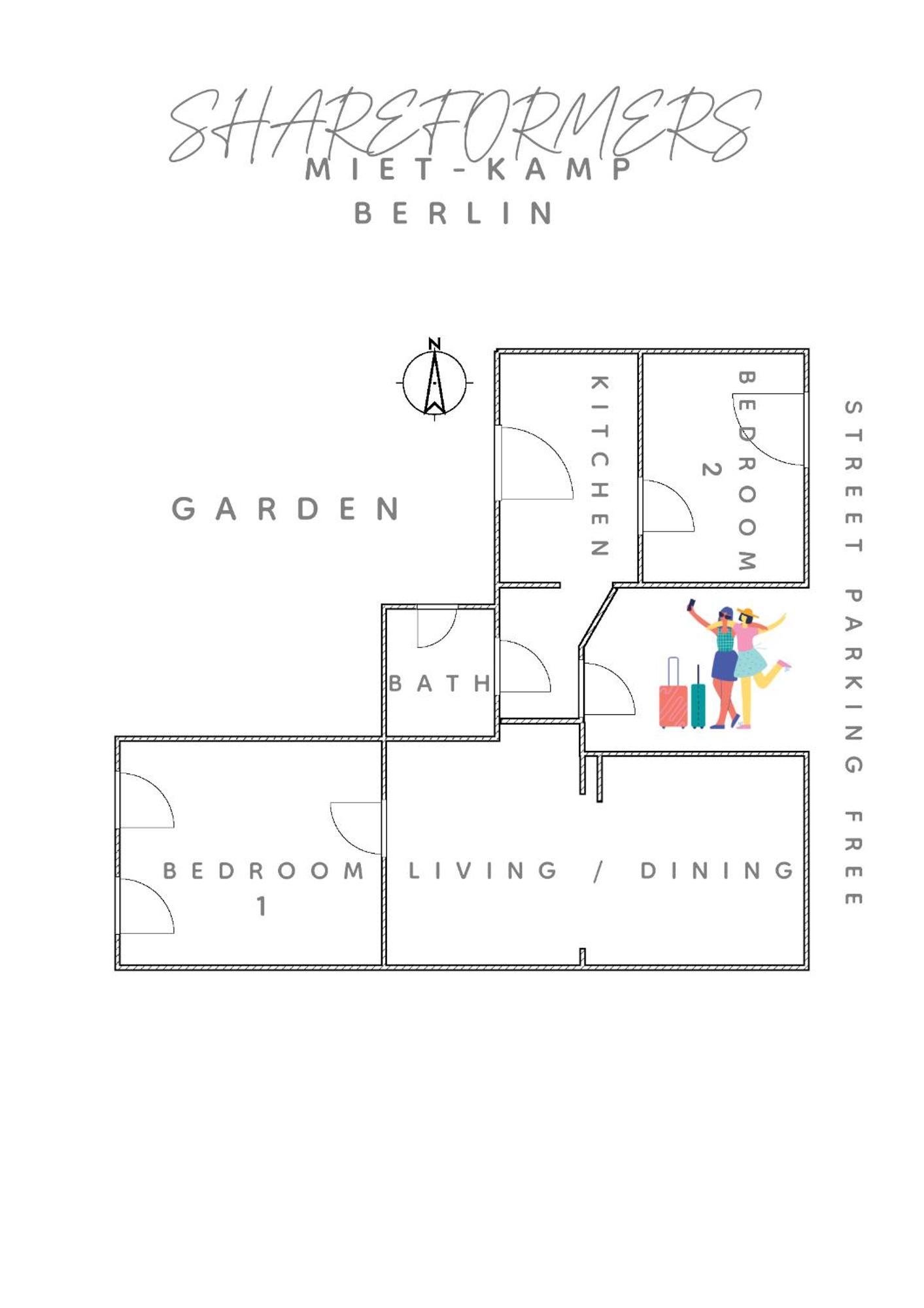 Miet-Kamp Ruhig, Zentral, Nahe Messe, Ausgefallenes Design 2 Schlafzimmer Berlin Dış mekan fotoğraf